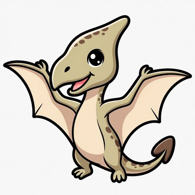 Cute cartoon pterodactyl spreading wings