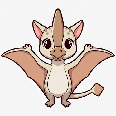 Cute cartoon pterodactyl spreading wings