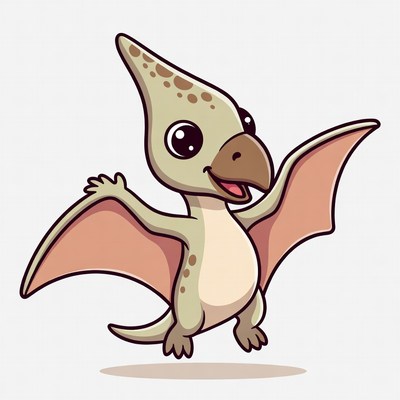Cute cartoon pterodactyl flying