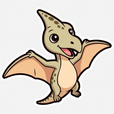 Cute cartoon pterodactyl illustration