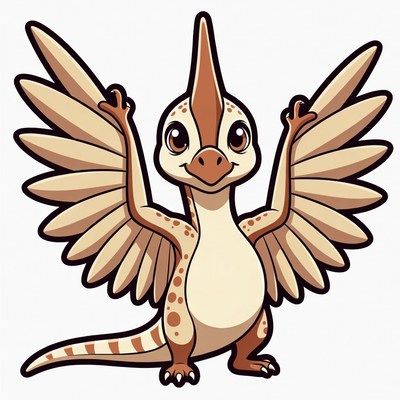 Cute Pterodactyl Illustration Raising Wings