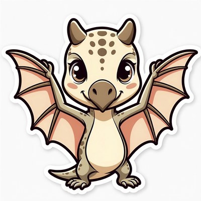 Cute cartoon baby pterodactyl spreading wings