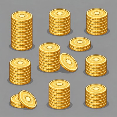 Stacks of Golden Coins Illustration