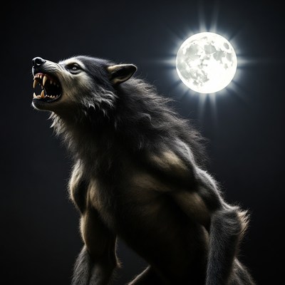 Howling Wolf Under Full Moon