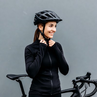 Woman smiling with bike helmet