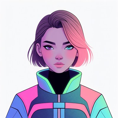Anime girl with pink hair and neon jacket