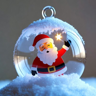 Santa Claus in Snow Globe Ornament