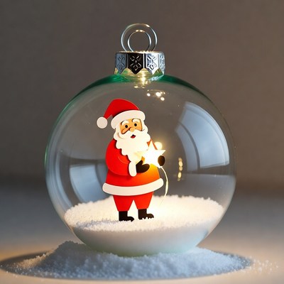 Santa Claus in Glass Christmas Ornament