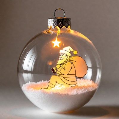 Santa Claus in Glowing Christmas Ornament