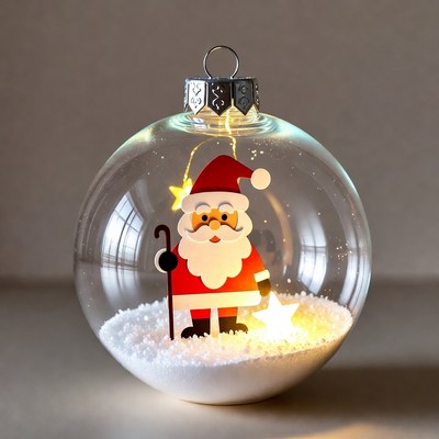 Paper Cut Santa in Glass Ornament