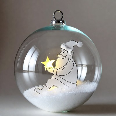 Santa Claus in Glass Christmas Ornament