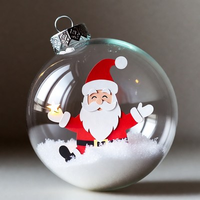 Santa Claus in Glass Christmas Ornament
