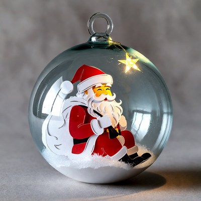 Santa Claus in Glass Christmas Ornament