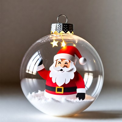 Papercraft Santa in Glass Ornament