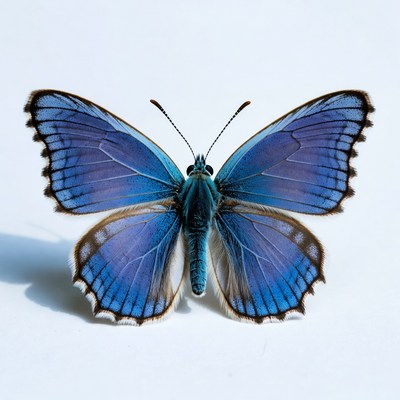 Blue butterfly on white background