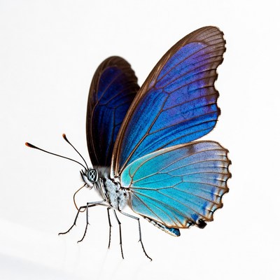 Blue butterfly on white background