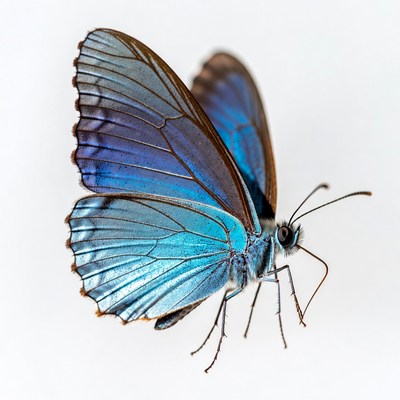 Blue butterfly on white background
