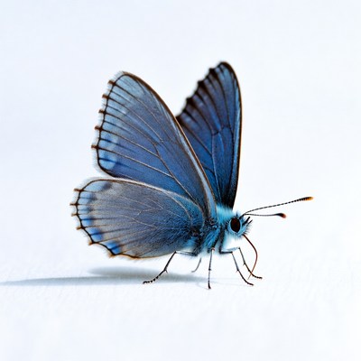 Blue butterfly on white background