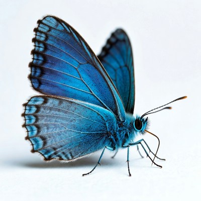 Blue butterfly on white background