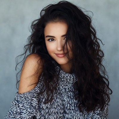 Beautiful woman with curly black hair