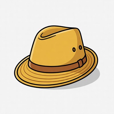Yellow fedora hat illustration