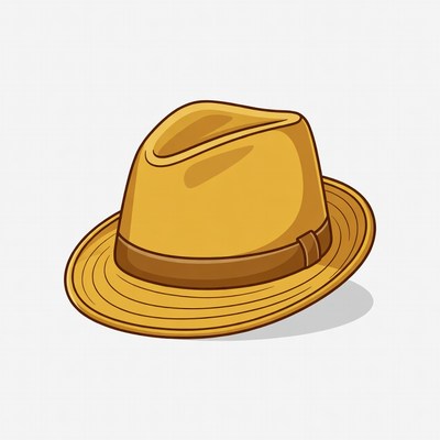 Yellow fedora hat illustration
