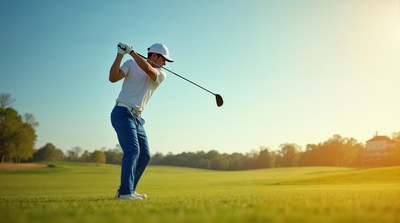 Man swinging golf club
