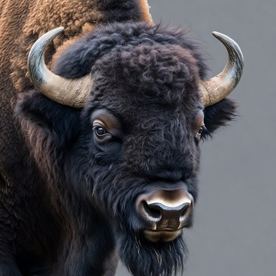 Closeup American Bison Head