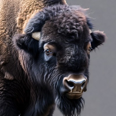 Close-up American Bison Portrait