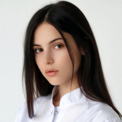 Young woman with long black hair