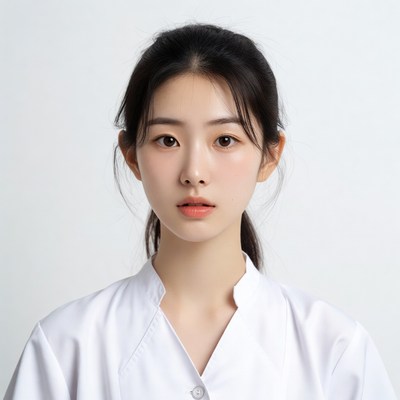 Asian woman in white nurse uniform