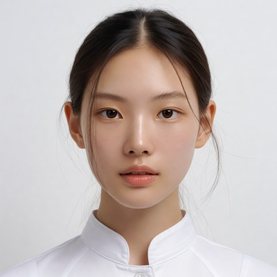 Asian woman in white collar shirt