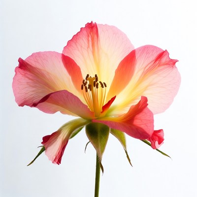 Pink Hibiscus Flower on White Background