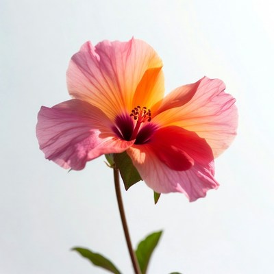 Pink Hibiscus Flower on White Background