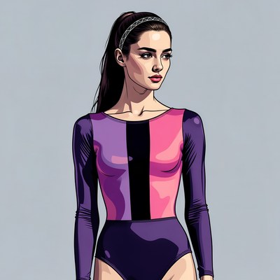 Woman in purple pink leotard