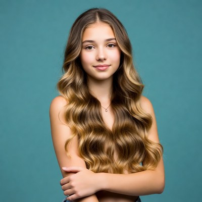 Teen girl with wavy brown hair