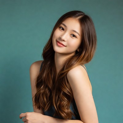 Asian woman smiling with long hair