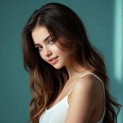 Beautiful woman with long brown hair