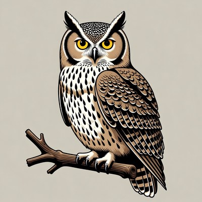 Great Horned Owl on Branch