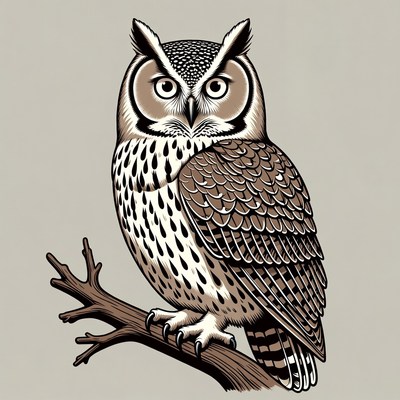 Great Horned Owl on Branch