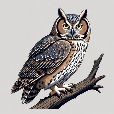 Great Horned Owl on Branch