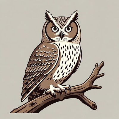 Owl perched on branch