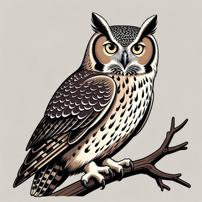 Great Horned Owl on Branch