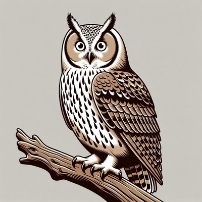 Great Horned Owl on Branch