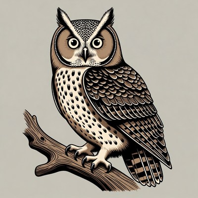 Great Horned Owl on Branch