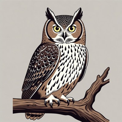 Great Horned Owl on Branch