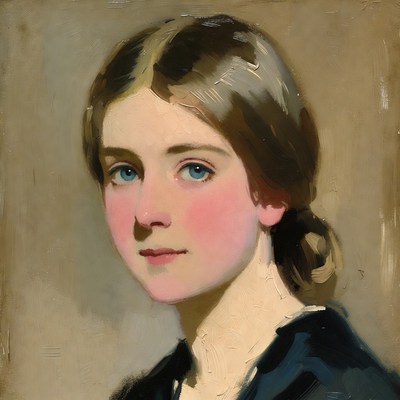 Portrait of young woman with blue eyes