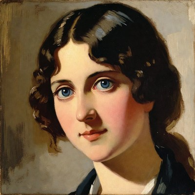 Portrait of young woman with blue eyes