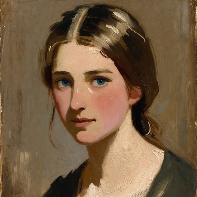 Portrait of young woman with blue eyes