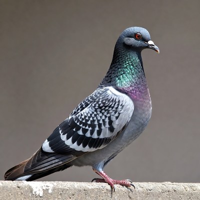 Gray pigeon standing on ledge